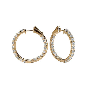 Luxora 14K Yellow Gold Diamond Hoop Earrings - Classic In and Out Style
