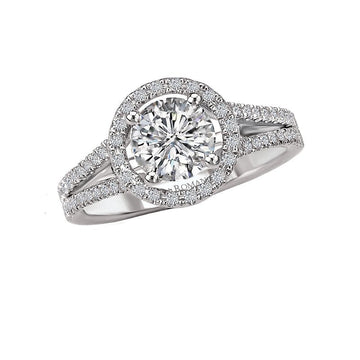 Orbelle Halo Split Shank Diamond Ring Semi-Mount in 18K White Gold