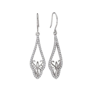 Luxora Teardrop Diamond Dangle Earrings in 14K White Gold