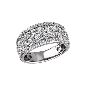 Luxora 14K White Gold Four Row Diamond Fashion Ring 2ctw Size 7