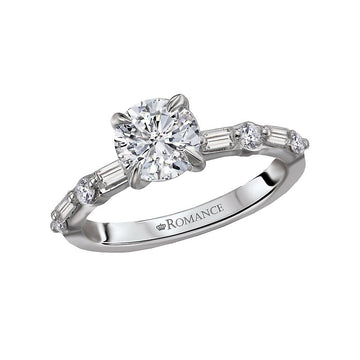 Orbelle Baguette Semi-Mount Diamond Ring in 14K White Gold