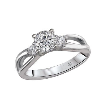 Glemera 3 Stone Semi-Mount Diamond Ring in 14K White Gold