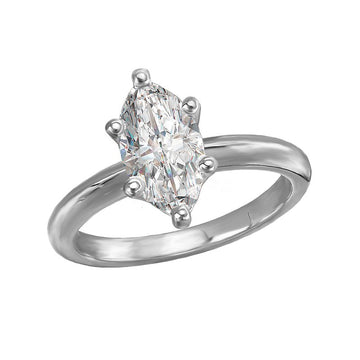 Glemera Solitaire Semi-Mount Diamond Engagement Ring - 14K White Gold Marquise Cut 1-1/4 Carat