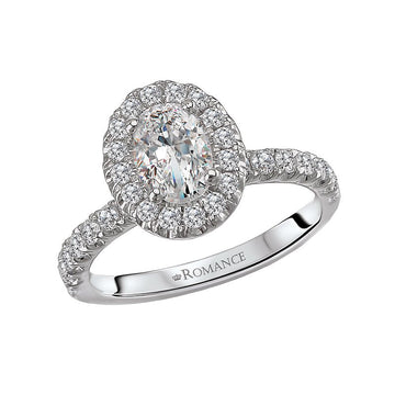 Orbelle Oval Lab Grown Diamond Halo Semi-Mount Ring in 14K White Gold