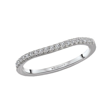 Orbelle Curved Wedding Band in 18K White Gold with Round Faceted Diamonds