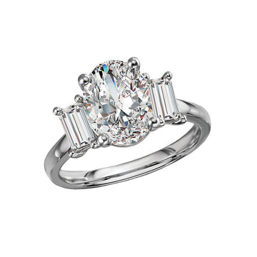 14K White Gold Lab Grown Diamond Oval Semi-Mount Engagement Ring