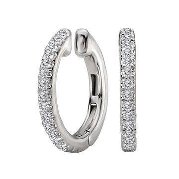 Luxora 14K White Gold Diamond Cuff Earrings - Round Cut