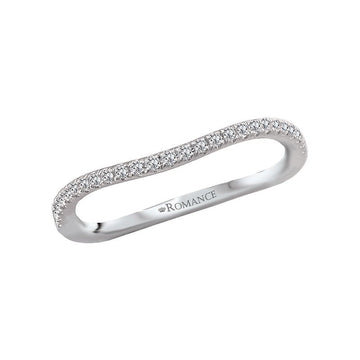 Orbelle Curved Wedding Band in 14K White Gold with Round Faceted Diamonds