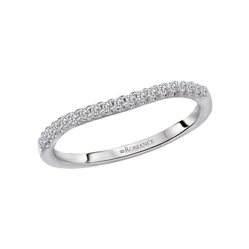 Orbelle Petite Curved Matching Wedding Band in 14K White Gold with Round Brilliant Cut Diamonds