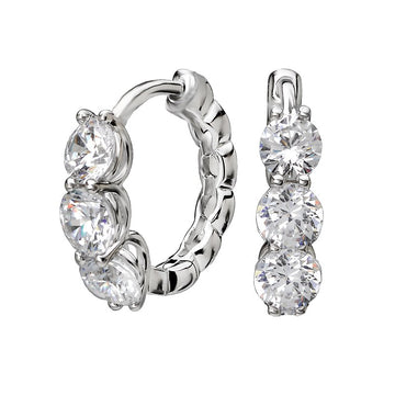 Luxora Diamond Hoop Earrings - 14K White Gold Round Diamond Lever-Back Earrings