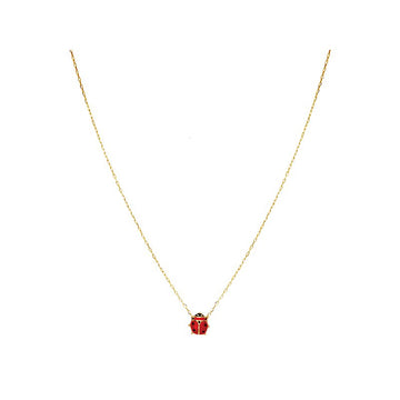 Luxora Italian 14kt Ladybug Necklace - Adjustable Lariat Style in 14K Yellow Gold