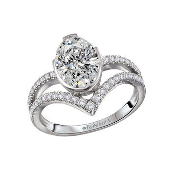 Orbelle 14K White Gold Split Shank V-Curve Semi-Mount Diamond Ring