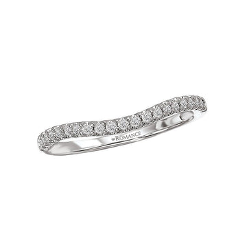 Orbelle Petite Curved Wedding Band in 14K White Gold with Round Faceted Diamonds