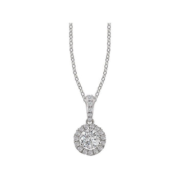 Luxora 14K White Gold Diamond Halo Semi-Mount Pendant