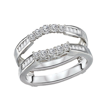 Glemera Diamond Wrap Guard Wedding Band in 14K White Gold with Round White Diamonds