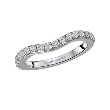 14K White Gold Curved Diamond Wedding Band - Orbelle Collection