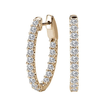 Luxora 14K White Gold Diamond Oval Hoop Earrings