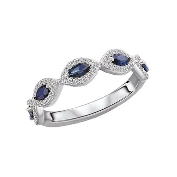 Luxora Marquise Sapphire and Diamond Fashion Ring in 14K White Gold