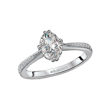 Orbelle 14K White Gold Oval Diamond Engagement Semi-Mount Ring