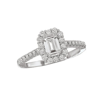 Orbelle Petite Halo Diamond Ring in 14K White Gold