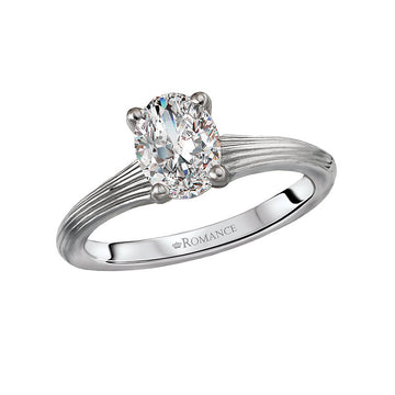 Orbelle Diamond Solitaire Semi-Mount Engagement Ring | 14K White Gold Oval 7.5x5.5mm