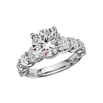 14K White Gold Round Lab Grown Diamond Engagement Ring Semi-Mount