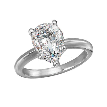 Glemera Solitaire Diamond Engagement Ring | 14K White Gold Pear Shape Semi-Mount
