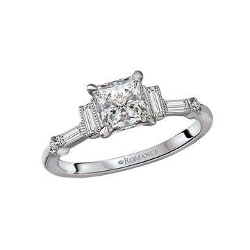Orbelle 14K White Gold Semi-Mount Engagement Ring with Diamond Accents