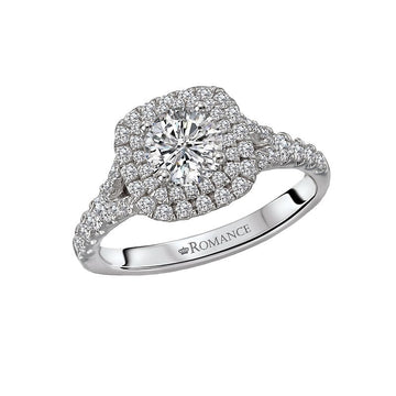 Orbelle Petite 14K White Gold Diamond Halo Engagement Ring