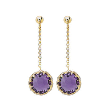 Chic Luxora Amethyst Gemstone Earrings in 14K Yellow Gold