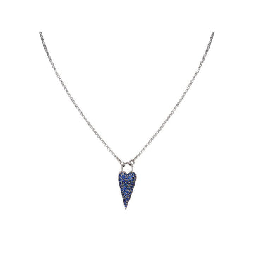 Luxora 14K White Gold Sapphire Heart Pendant Necklace