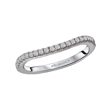 Orbelle Curved Wedding Band 14K White Gold with Round Faceted Diamonds