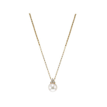 14kt Yellow Gold Diamond and Freshwater Pearl Necklace - Luxora Essential Collection