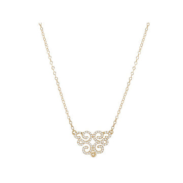 Luxora 14K Yellow Gold Diamond Swirl Necklace | Adjustable Cable Chain