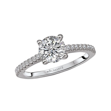 Bandora 14K White Gold Diamond Ring Semi-Mount for 6.5mm Round Center Stone
