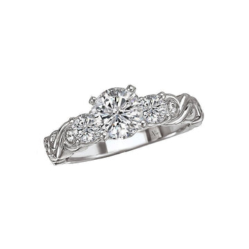 Glemera Swirl Diamond Engagement Semi-Mount Ring in 14K White Gold