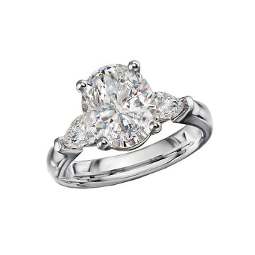 Chic 14K White Gold 3-Stone Lab Grown Diamond Engagement Ring