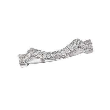 Glemera Curved Nesting Wedding Band in 14K White Gold with Milgrain Detail and 1/5 Carat Diamonds