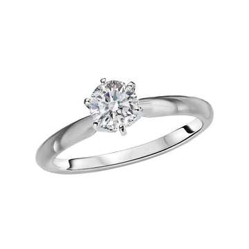 Glemera Solitaire Diamond Ring - 14K White Gold 1/2 Carat Round Cut