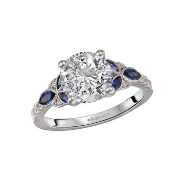 Orbelle Diamond and Sapphire Semi-Mount Engagement Ring in 14K White Gold