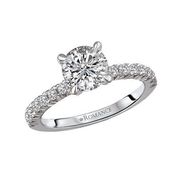 Bandora 14K White Gold French Pave Diamond Engagement Semi-Mount Ring