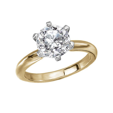 Glemera Solitaire Semi-Mount Diamond Ring - 14K Yellow Gold Round Center Stone