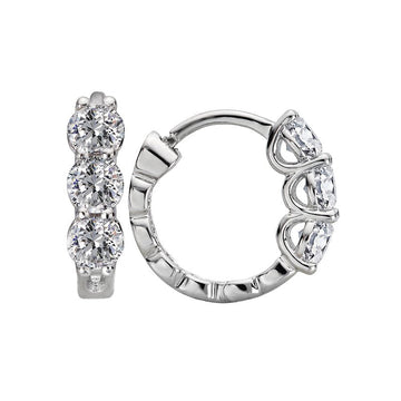 Luxora Diamond Hoop Earrings - 14kt White Gold Round Diamond Lever-back Earrings