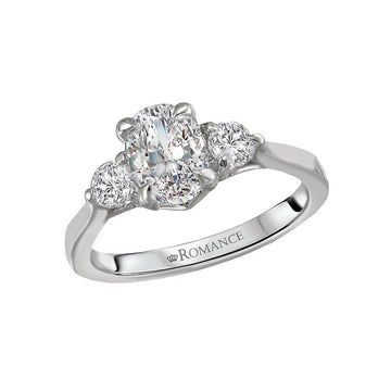Orbelle 3-Stone Oval Lab Grown Diamond Semi Mount Ring in 14K White Gold
