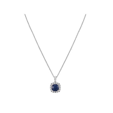 Luxora Sapphire and Diamond Fashion Necklace | 14K White Gold Pendant