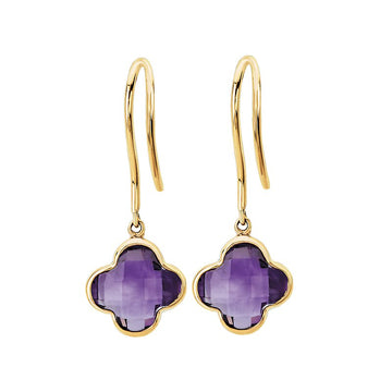 Luxora Amethyst 14K Yellow Gold Clover Earrings