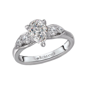 Bandora 14K White Gold Diamond Engagement Ring Semi-Mount for Pear Shaped Stone