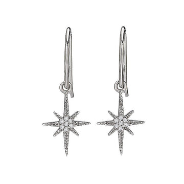 Luxora 14K White Gold Diamond Northern Star Dangle Earrings