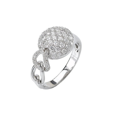 Luxora 14K White Gold Diamond Pave Chain Link Ladies Fashion Ring