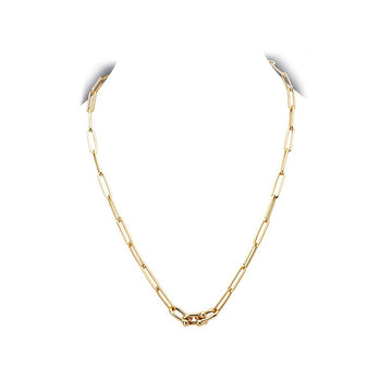 Luxora Ladies Fashion Paperclip U Link Necklace | 14K Yellow Gold Adjustable Lariat